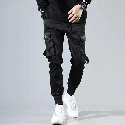 Men's Black Streetwear Harem Joggers – Oversized Cargo Pants