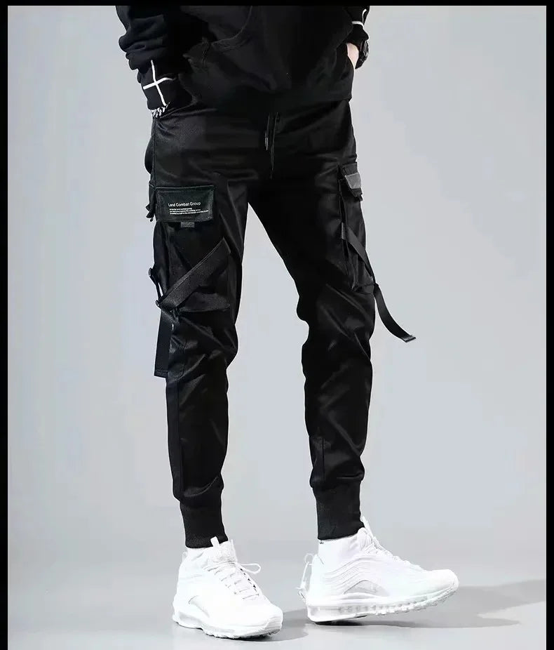 Men's Black Streetwear Harem Joggers – Oversized Cargo Pants