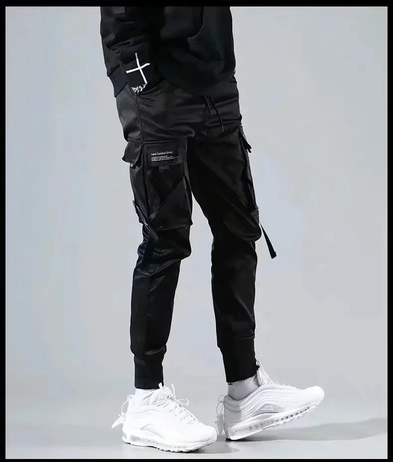 Men's Black Streetwear Harem Joggers – Oversized Cargo Pants