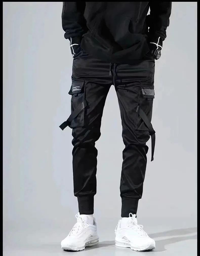 Men's Black Streetwear Harem Joggers – Oversized Cargo Pants