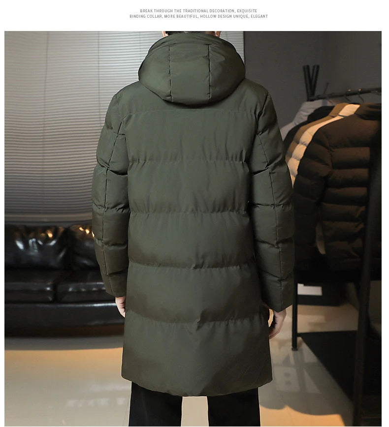 New Winter Fashion Youth Middle And Long Clothes Men'S Korean Version Popular Bread Down Cotton Thickened Warm Coat Boy