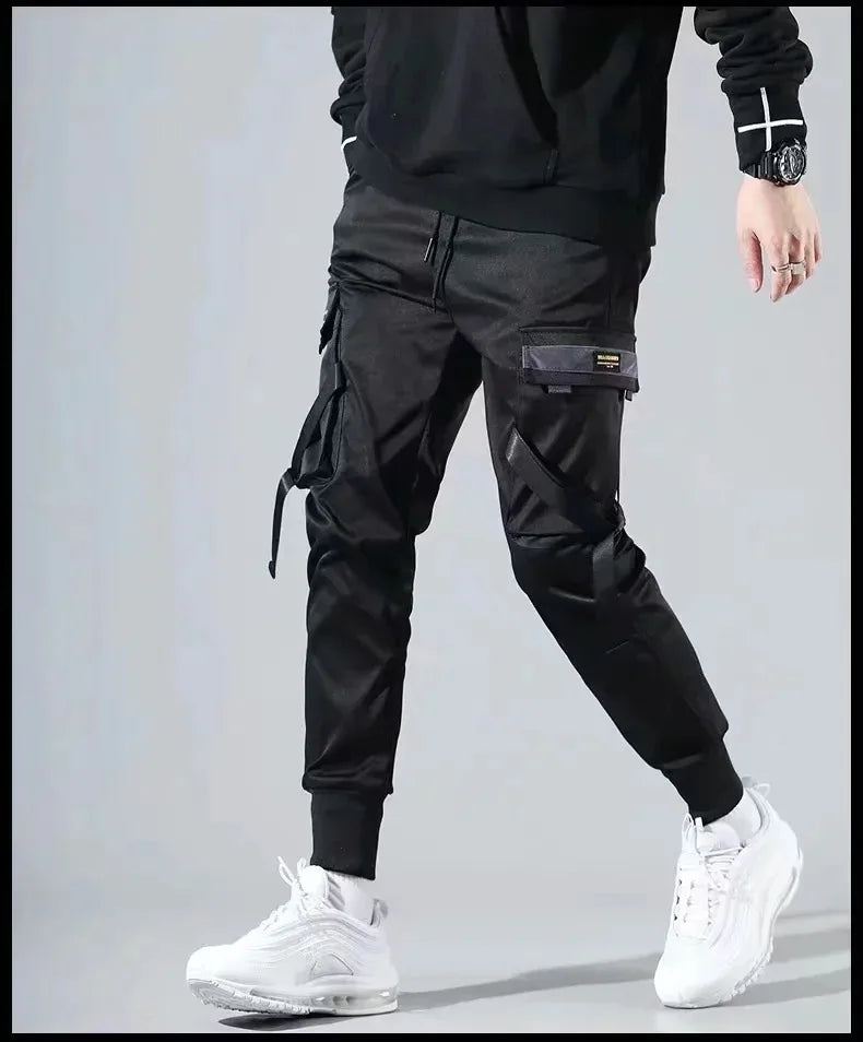 Men's Black Streetwear Harem Joggers – Oversized Cargo Pants