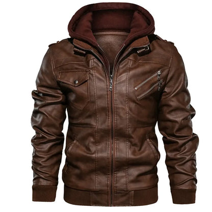 KB New Men's Leather Jacket – Autumn Casual Motorcycle PU Biker Coat