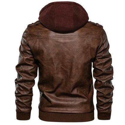 KB New Men's Leather Jacket – Autumn Casual Motorcycle PU Biker Coat