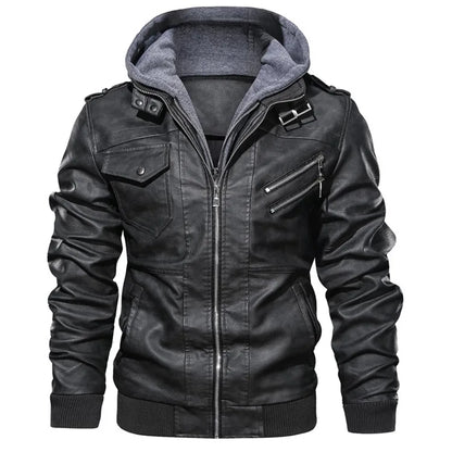 KB New Men's Leather Jacket – Autumn Casual Motorcycle PU Biker Coat