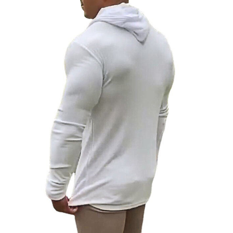 Men's Slim Fit Hooded Sports T-shirt – Quick Dry Knitted Pullover for Gym & Fitness