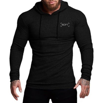 Men's Slim Fit Hooded Sports T-shirt – Quick Dry Knitted Pullover for Gym & Fitness