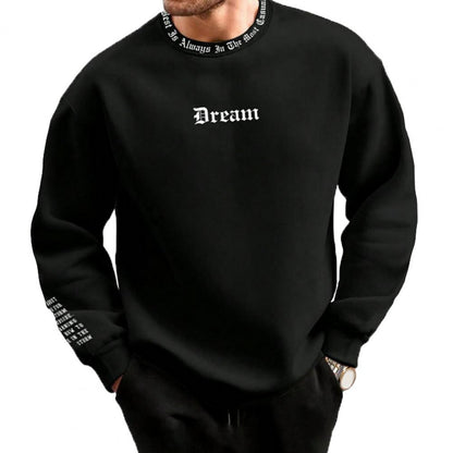 Men's Cozy Sweatshirt – Soft Round Neck Letter Print Fall