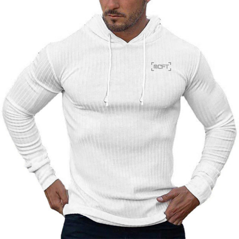 Men's Slim Fit Hooded Sports T-shirt – Quick Dry Knitted Pullover for Gym & Fitness