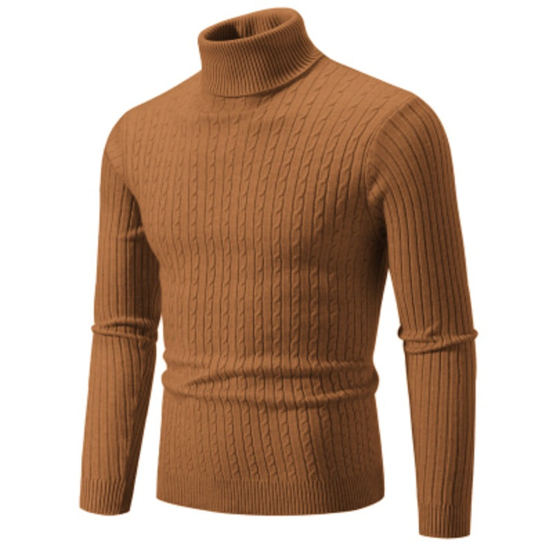 Men's High Neck Sweater – Solid Color Turtleneck Pullover