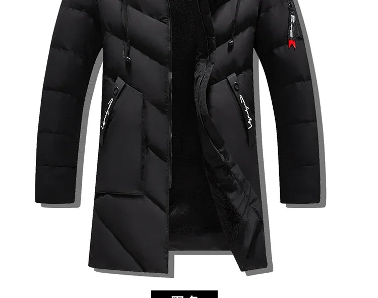 Winter Fleece Men's Long Parkas Jacket Fashion Men Fur Collar Thermal Parka Coats Casual Warm Windbreaker Padded Male Clothing