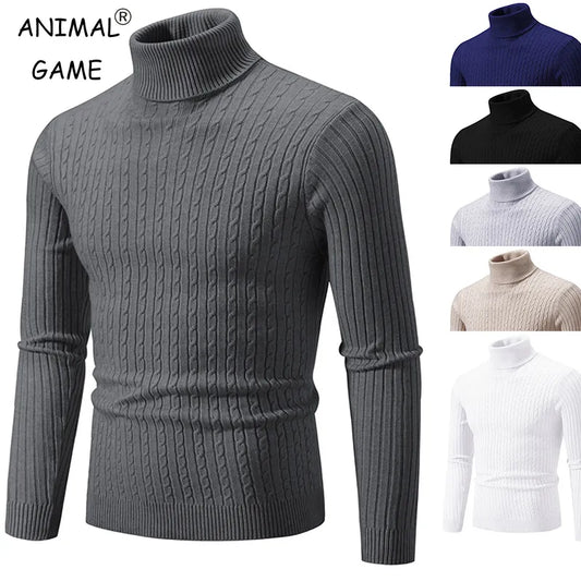 Men's High Neck Sweater – Solid Color Turtleneck Pullover