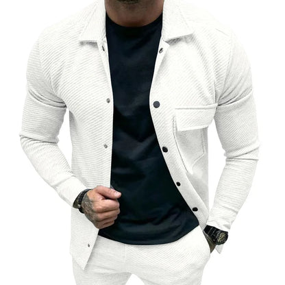 American Casual Men’s Heavy Twill Lapel Neck Long-Sleeve Slim-Fit Jacket