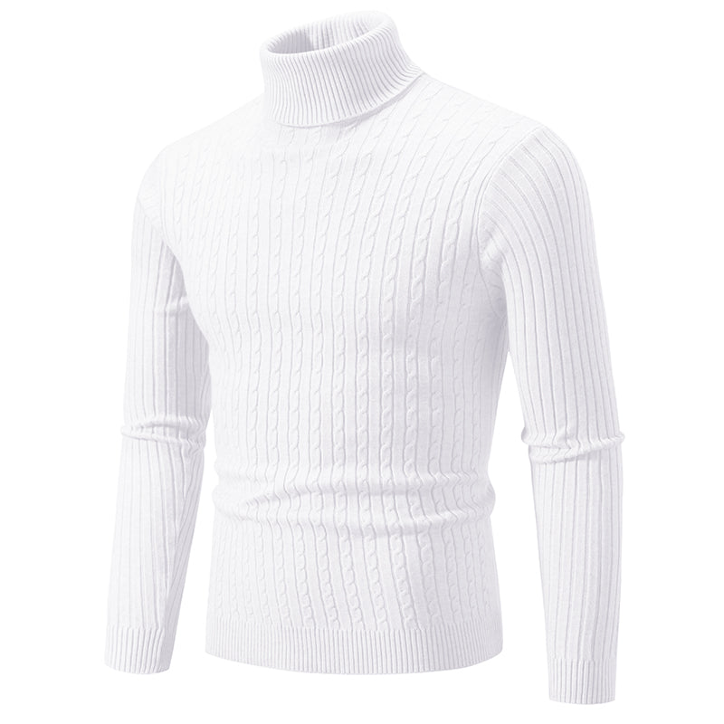 Men's High Neck Sweater – Solid Color Turtleneck Pullover