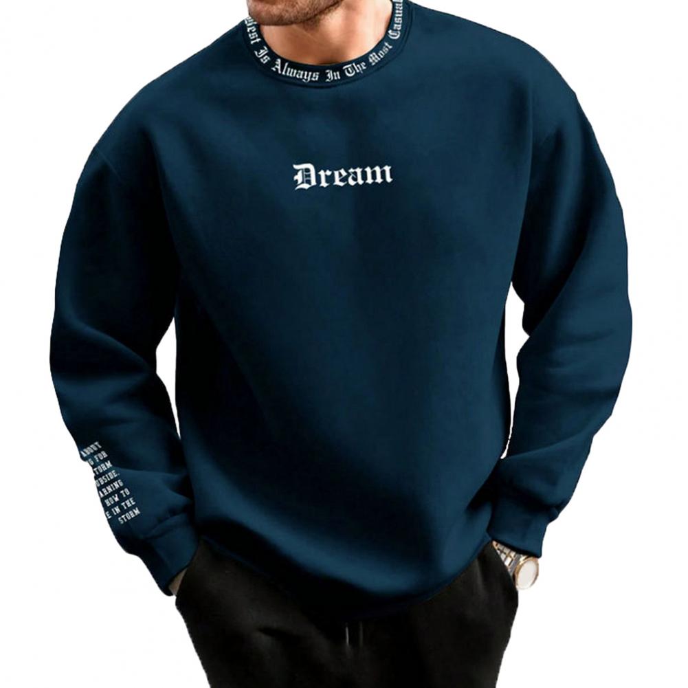 Men's Cozy Sweatshirt – Soft Round Neck Letter Print Fall