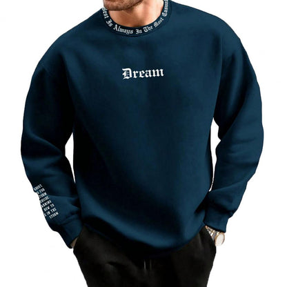 Men's Cozy Sweatshirt – Soft Round Neck Letter Print Fall