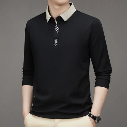 Men's Long Sleeve Waffle Polo Shirt