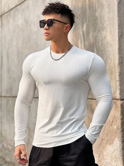 Men's Slim Fit Gym Fitness Long Sleeve T-Shirt