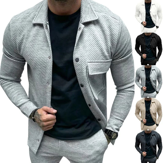 American Casual Men’s Heavy Twill Lapel Neck Long-Sleeve Slim-Fit Jacket