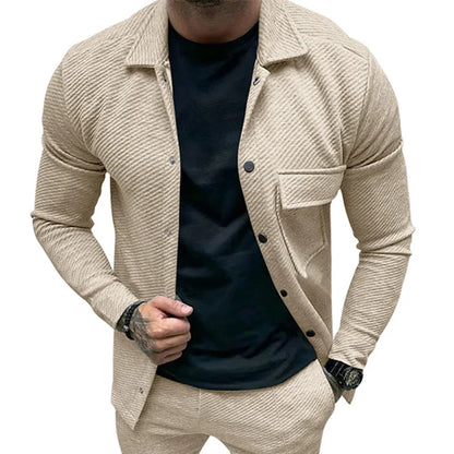 American Casual Men’s Heavy Twill Lapel Neck Long-Sleeve Slim-Fit Jacket