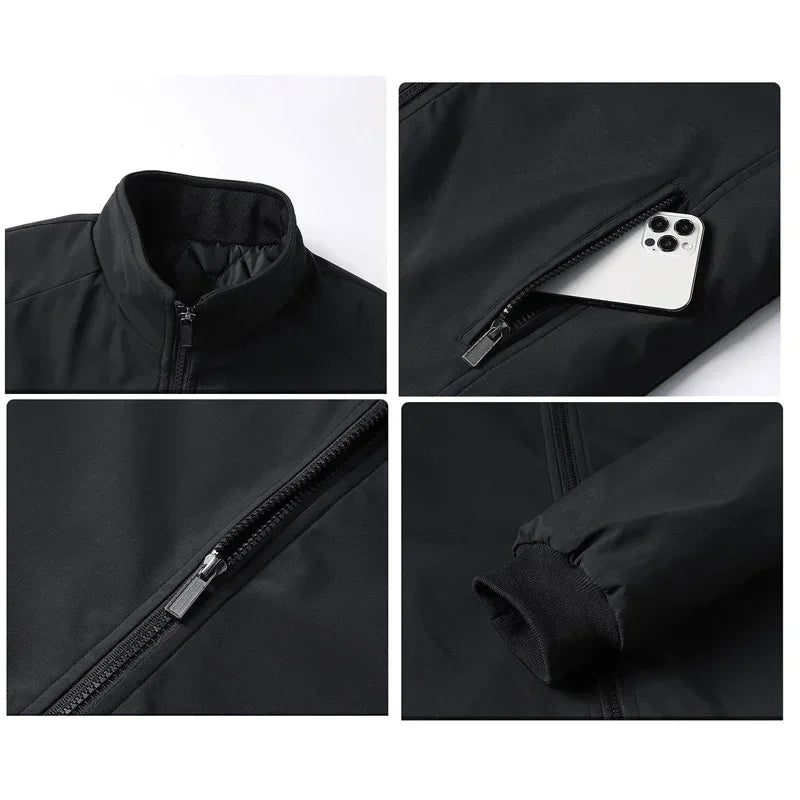 Winter Jacket for Men – Thick Stand Collar, Waterproof & Warm Business Casual Coat