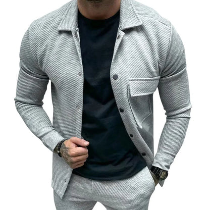 American Casual Men’s Heavy Twill Lapel Neck Long-Sleeve Slim-Fit Jacket