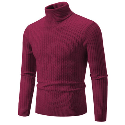 Men's High Neck Sweater – Solid Color Turtleneck Pullover