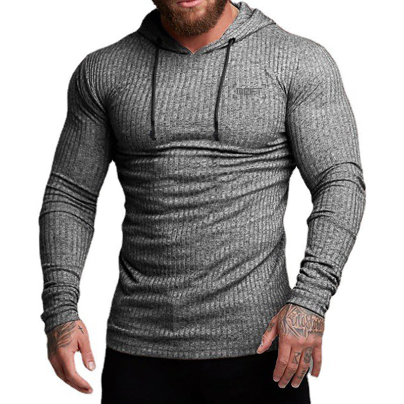 Men's Slim Fit Hooded Sports T-shirt – Quick Dry Knitted Pullover for Gym & Fitness