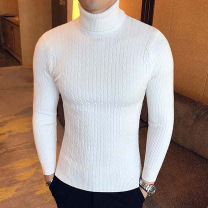 Men's High Neck Sweater – Solid Color Turtleneck Pullover