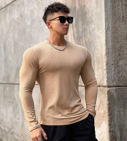 Men's Slim Fit Gym Fitness Long Sleeve T-Shirt