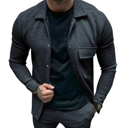 American Casual Men’s Heavy Twill Lapel Neck Long-Sleeve Slim-Fit Jacket