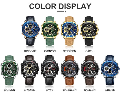 Men's Military Sport Chronograph Watch – Leather Strap