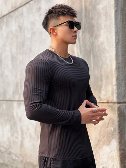 Men's Slim Fit Gym Fitness Long Sleeve T-Shirt