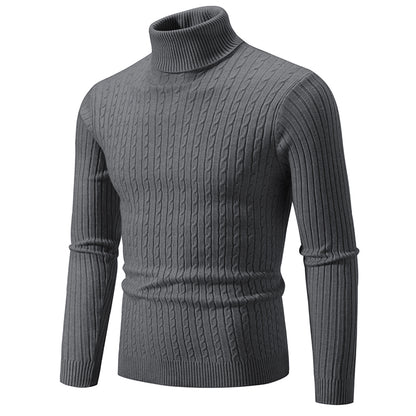 Men's High Neck Sweater – Solid Color Turtleneck Pullover