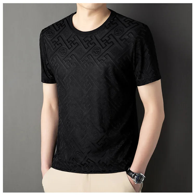 High-End Printed Ice Silk Men’s T-shirt