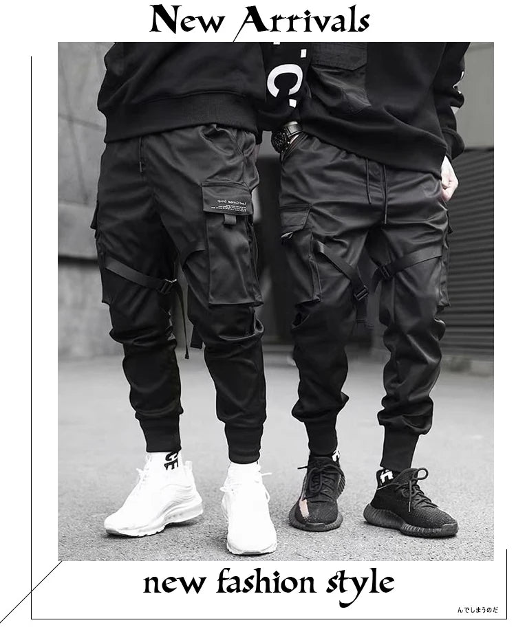 Men's Black Streetwear Harem Joggers – Oversized Cargo Pants