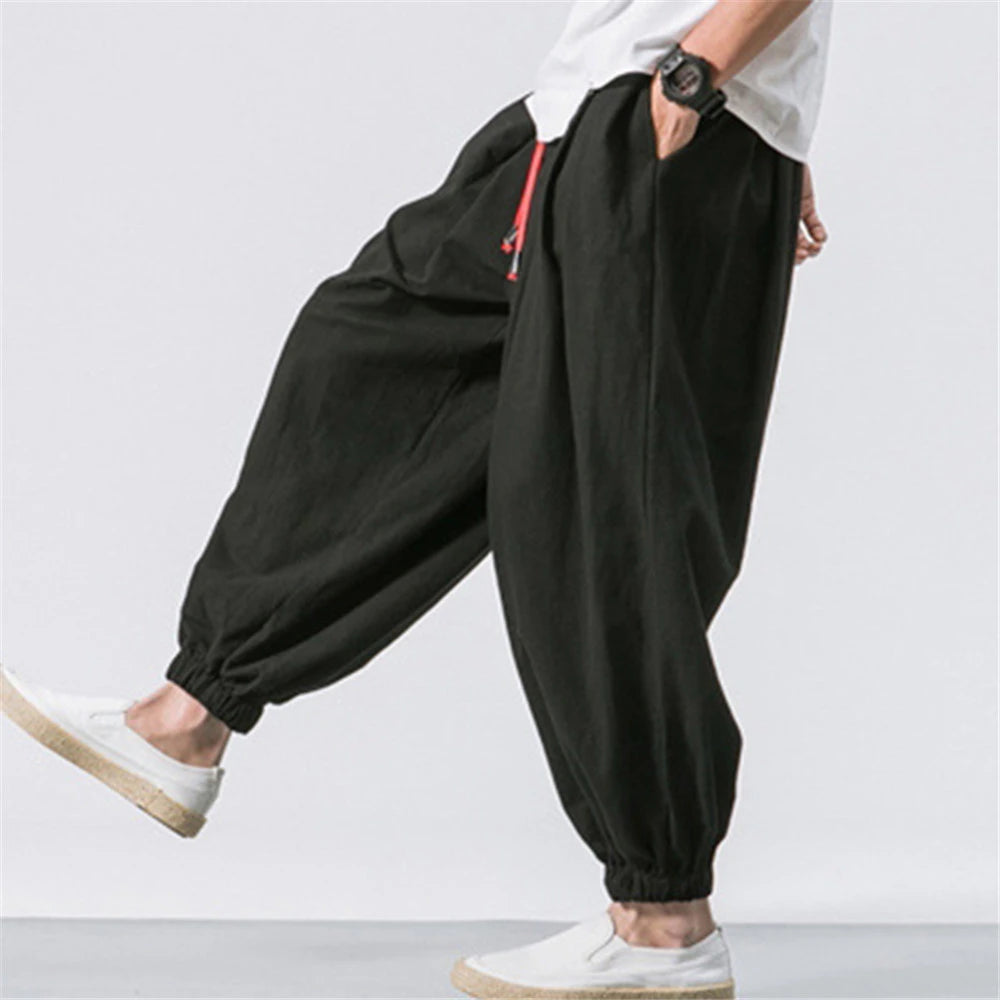 Men's Oversized Loose Harem Pants – Autumn Chinese Linen Trousers