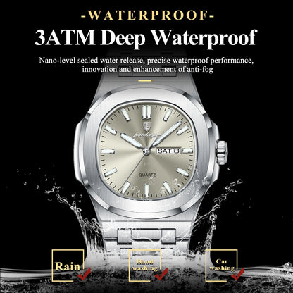 Luxury Military Men’s Watch – Square Waterproof Luminous Quartz