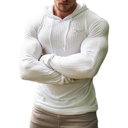 Men's Slim Fit Hooded Sports T-shirt – Quick Dry Knitted Pullover for Gym & Fitness