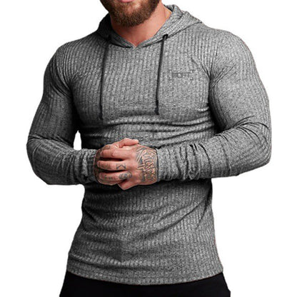 Men's Slim Fit Hooded Sports T-shirt – Quick Dry Knitted Pullover for Gym & Fitness