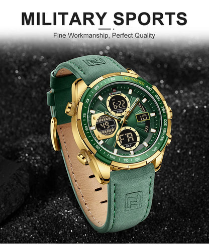 Men's Military Sport Chronograph Watch – Leather Strap