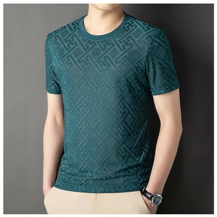 High-End Printed Ice Silk Men’s T-shirt