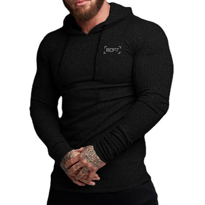 Men's Slim Fit Hooded Sports T-shirt – Quick Dry Knitted Pullover for Gym & Fitness