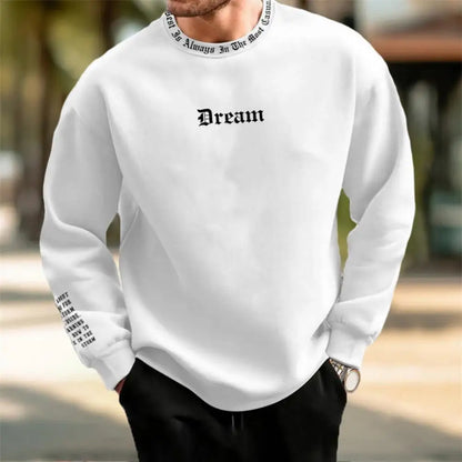 Men's Cozy Sweatshirt – Soft Round Neck Letter Print Fall