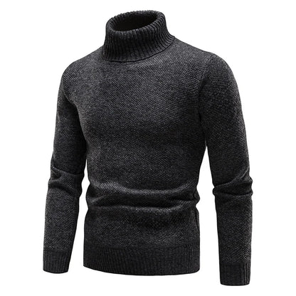 Men's Thicker Fleece Turtleneck Sweater – Slim Fit Winter Pullover