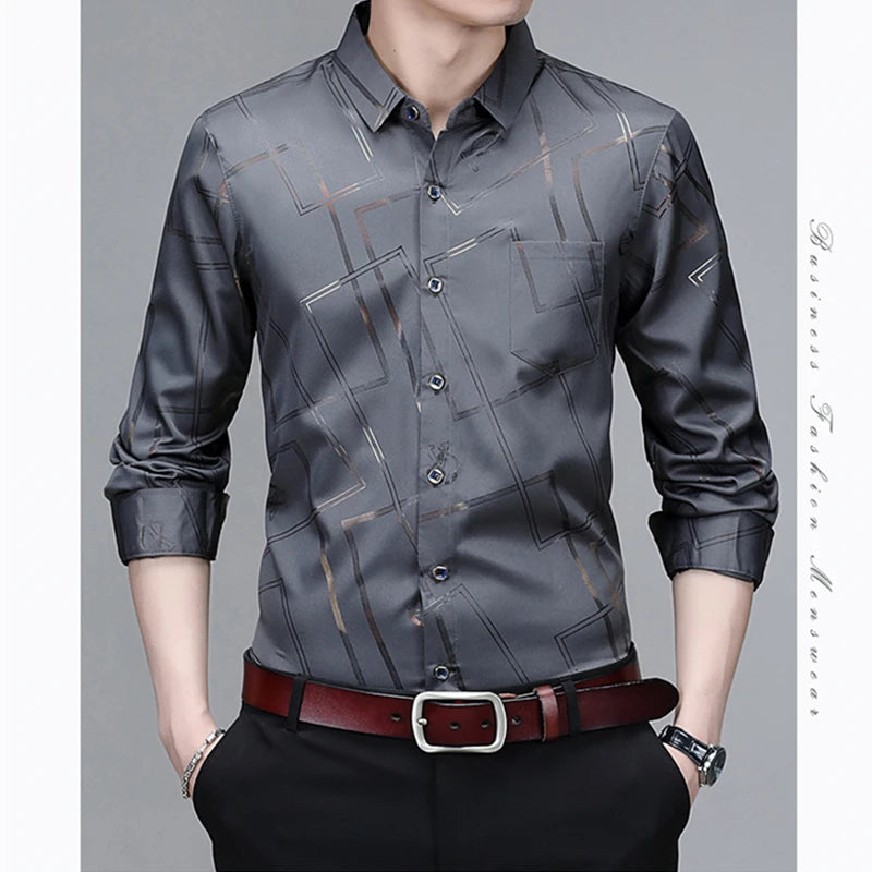 Men's Long Sleeve Printed Shirt