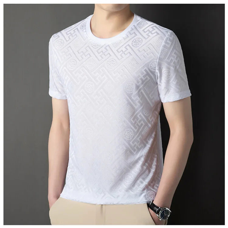 High-End Printed Ice Silk Men’s T-shirt