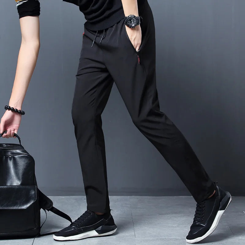 Men's Ice Silk Quick-Dry Casual Pants – Slim Fit Summer Trousers