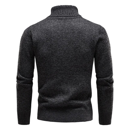 Men's Thicker Fleece Turtleneck Sweater – Slim Fit Winter Pullover