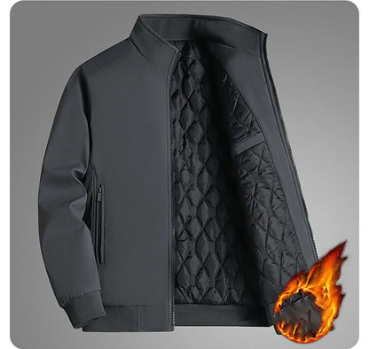 Winter Jacket for Men – Thick Stand Collar, Waterproof & Warm Business Casual Coat